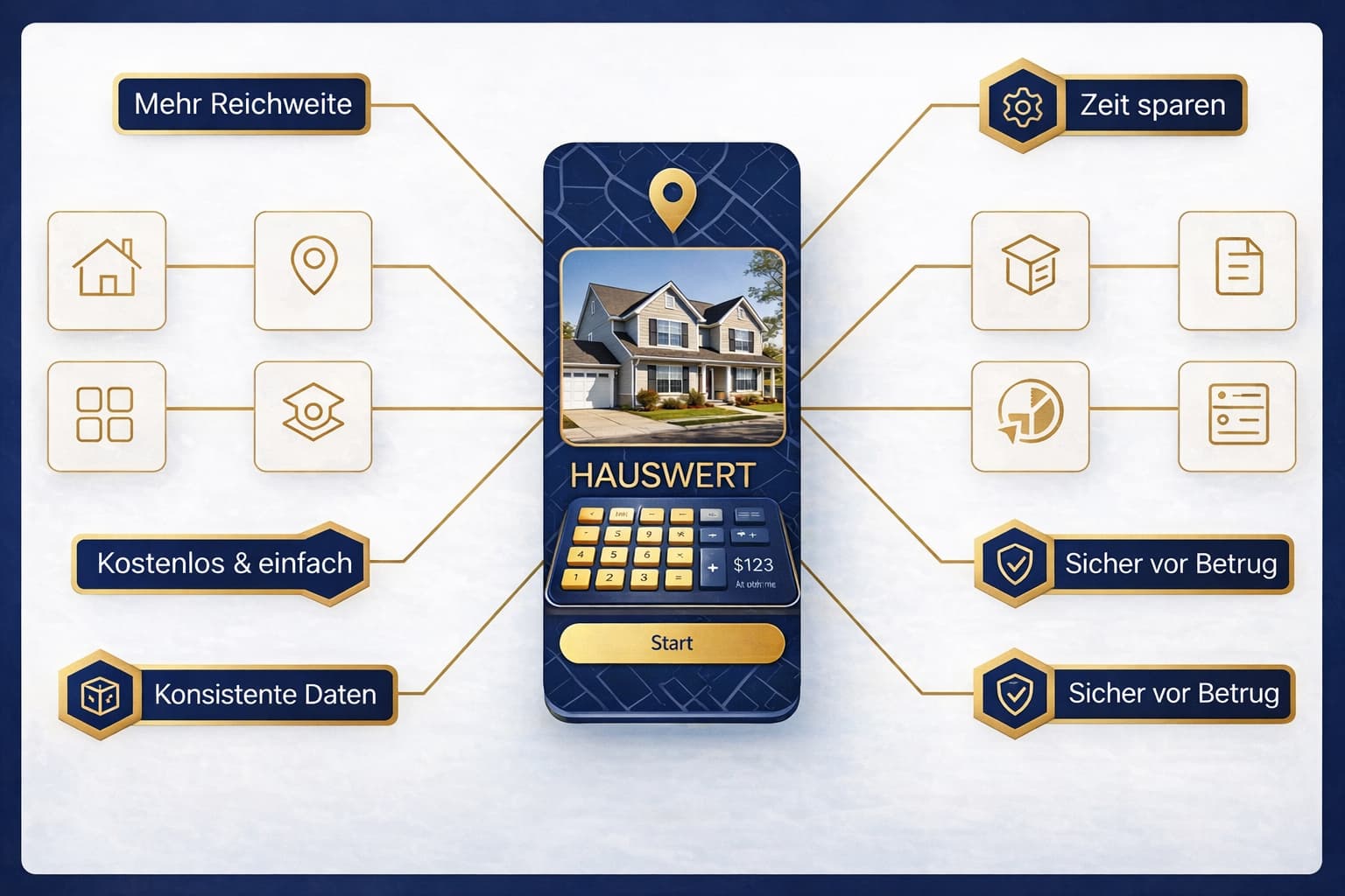 Hauswert berechnen leicht erklärt – digitale Immobilienbewertung zeigt Eigentümern, wie sie den Immobilienwert online analysieren und den realistischen Marktpreis ihrer Immobilie bestimmen können.