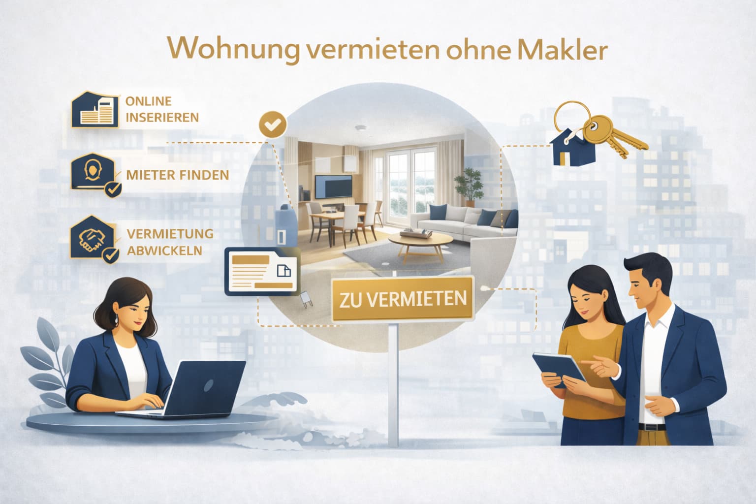 Wohnung vermieten ohne Makler – Eigentümer vermarkten ihre Wohnung online und finden passende Mieter ohne Maklerprovision.